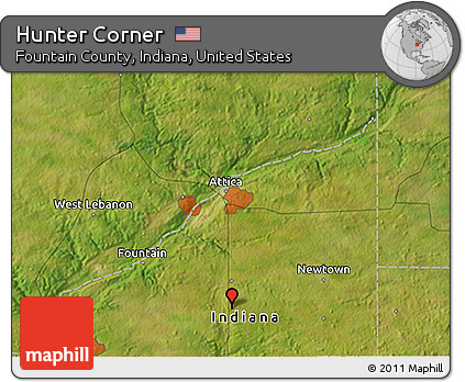 Satellite 3D Map of Hunter Corner