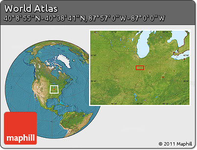 Satellite Location Map of the Area around 40° 23' 48" N, 87° 28' 29" W
