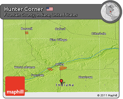 Physical Panoramic Map of Hunter Corner