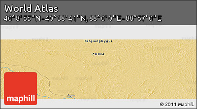 Physical Panoramic Map of the Area around 40° 23' 48" N, 88° 28' 29" E