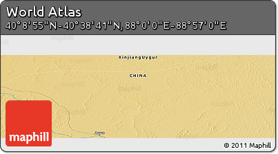 Physical Panoramic Map of the Area around 40° 23' 48" N, 88° 28' 29" E