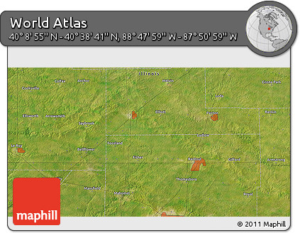 Satellite 3D Map of the Area around 40° 23' 48" N, 88° 19' 29" W