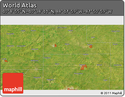 Satellite 3D Map of the Area around 40° 23' 48" N, 88° 19' 29" W