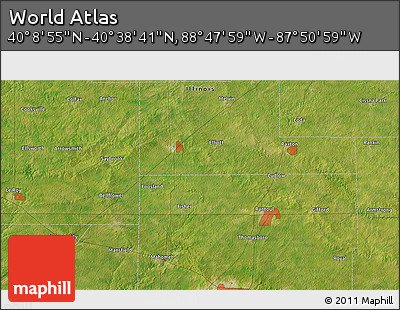 Satellite 3D Map of the Area around 40° 23' 48" N, 88° 19' 29" W
