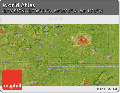 Satellite 3D Map of the Area around 40° 23' 48" N, 89° 10' 30" W