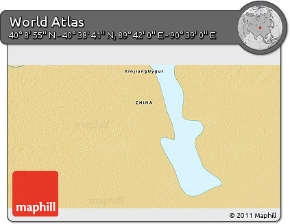 Physical 3D Map of the Area around 40° 23' 48" N, 90° 10' 30" E