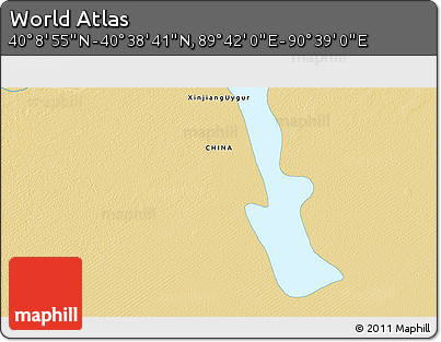 Physical 3D Map of the Area around 40° 23' 48" N, 90° 10' 30" E