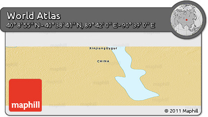 Physical Panoramic Map of the Area around 40° 23' 48" N, 90° 10' 30" E