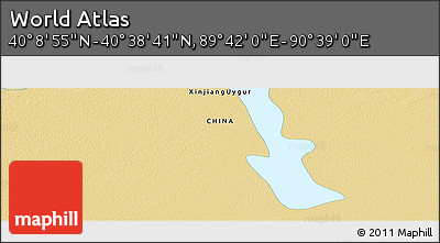 Physical Panoramic Map of the Area around 40° 23' 48" N, 90° 10' 30" E