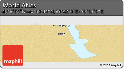 Physical Panoramic Map of the Area around 40° 23' 48" N, 90° 10' 30" E