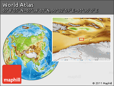Physical Location Map of the Area around 40° 23' 48" N, 91° 1' 30" E