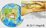 Physical Location Map of the area around 40° 23' 48" N, 91° 1' 30" E