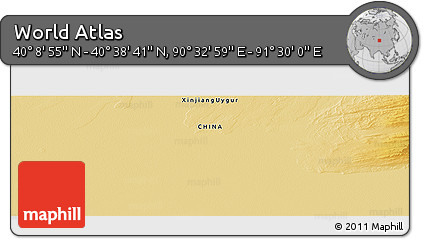 Physical Panoramic Map of the Area around 40° 23' 48" N, 91° 1' 30" E