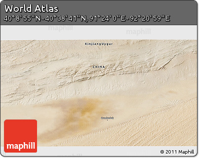 Satellite 3D Map of the Area around 40° 23' 48" N, 91° 52' 30" E