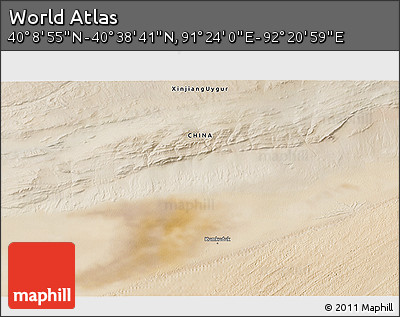 Satellite 3D Map of the Area around 40° 23' 48" N, 91° 52' 30" E