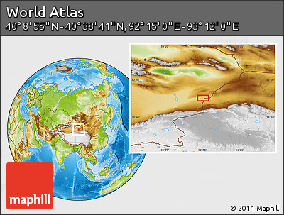 Physical Location Map of the Area around 40° 23' 48" N, 92° 43' 29" E