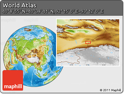 Physical Location Map of the Area around 40° 23' 48" N, 92° 43' 29" E