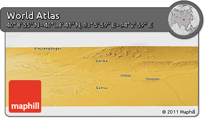 Physical Panoramic Map of the Area around 40° 23' 48" N, 93° 34' 29" E