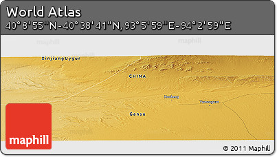 Physical Panoramic Map of the Area around 40° 23' 48" N, 93° 34' 29" E