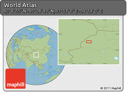 Savanna Style Location Map of the Area around 40° 23' 48" N, 94° 25' 30" E