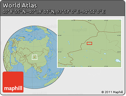 Savanna Style Location Map of the Area around 40° 23' 48" N, 94° 25' 30" E