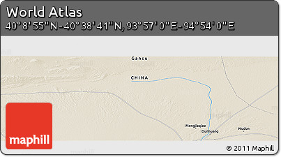 Shaded Relief Panoramic Map of the Area around 40° 23' 48" N, 94° 25' 30" E