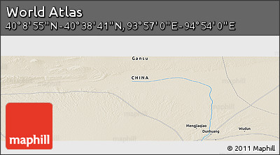Shaded Relief Panoramic Map of the Area around 40° 23' 48" N, 94° 25' 30" E