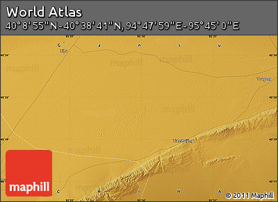 Physical Map of the Area around 40° 23' 48" N, 95° 16' 30" E