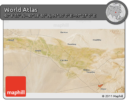 Satellite 3D Map of the Area around 40° 23' 48" N, 96° 58' 29" E