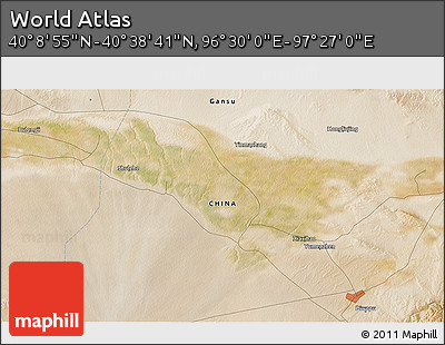 Satellite 3D Map of the Area around 40° 23' 48" N, 96° 58' 29" E