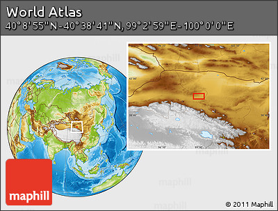Physical Location Map of the Area around 40° 23' 48" N, 99° 31' 30" E
