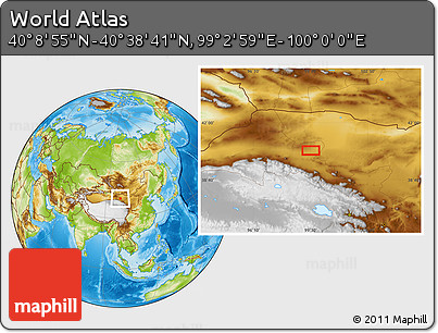 Physical Location Map of the Area around 40° 23' 48" N, 99° 31' 30" E