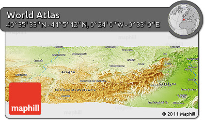 Physical Panoramic Map of the Area around 40° 50' 23" N, 0° 4' 30" E