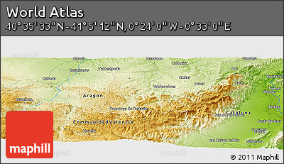 Physical Panoramic Map of the Area around 40° 50' 23" N, 0° 4' 30" E