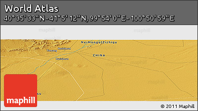 Physical Panoramic Map of the Area around 40° 50' 23" N, 100° 22' 30" E