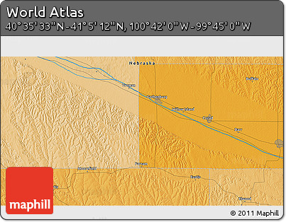 Political 3D Map of the Area around 40° 50' 23" N, 100° 13' 29" W