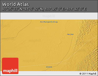 Physical 3D Map of the Area around 40° 50' 23" N, 101° 13' 29" E