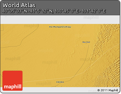 Physical 3D Map of the Area around 40° 50' 23" N, 101° 13' 29" E