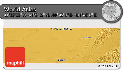 Physical Panoramic Map of the Area around 40° 50' 23" N, 101° 13' 29" E