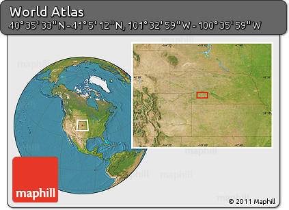 Satellite Location Map of the Area around 40° 50' 23" N, 101° 4' 29" W