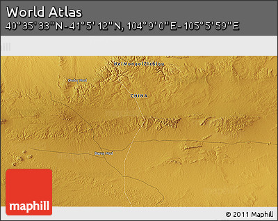 Physical 3D Map of the Area around 40° 50' 23" N, 104° 37' 30" E