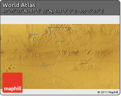Physical 3D Map of the Area around 40° 50' 23" N, 104° 37' 30" E