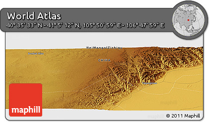 Physical Panoramic Map of the Area around 40° 50' 23" N, 106° 19' 29" E