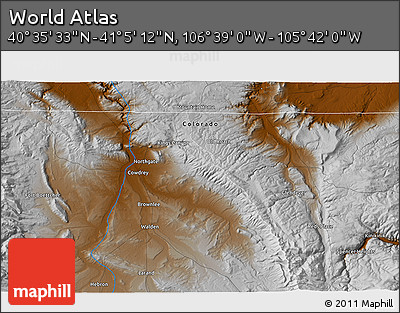 Physical 3D Map of the Area around 40° 50' 23" N, 106° 10' 30" W