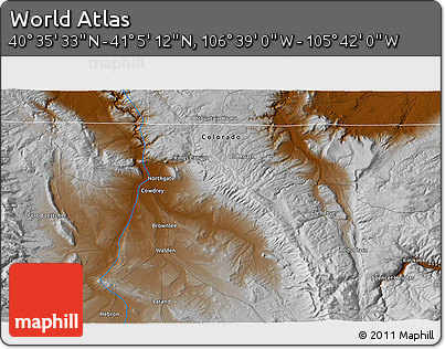 Physical 3D Map of the Area around 40° 50' 23" N, 106° 10' 30" W