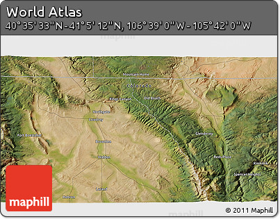 Satellite 3D Map of the Area around 40° 50' 23" N, 106° 10' 30" W