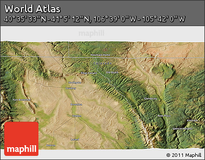 Satellite 3D Map of the Area around 40° 50' 23" N, 106° 10' 30" W