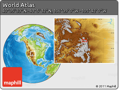 Physical Location Map of the Area around 40° 50' 23" N, 106° 10' 30" W