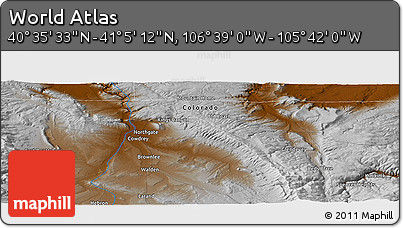 Physical Panoramic Map of the Area around 40° 50' 23" N, 106° 10' 30" W