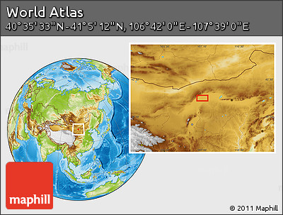 Physical Location Map of the Area around 40° 50' 23" N, 107° 10' 30" E